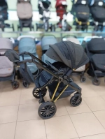 Детская коляска Luxmom F1 2в1 (черный, золотая рама)