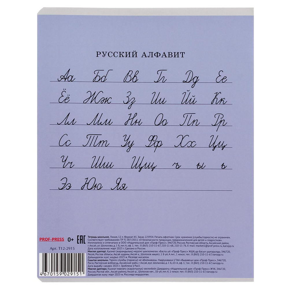 Комплект тетрадей А5 12л. линия 10шт микс (Проф-Пресс)