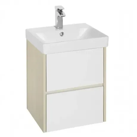 Комплект: Тумба-умывальник Сканди 45 Бел/Дуб Верона/Раковина Адриана 45