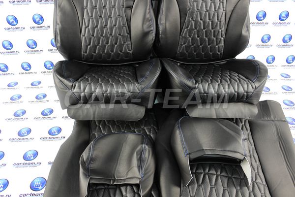 Анатомический комплект для переделки сидений ВАЗ в "Recaro" ("Рекаро") из экокожи узор "Ягуар"