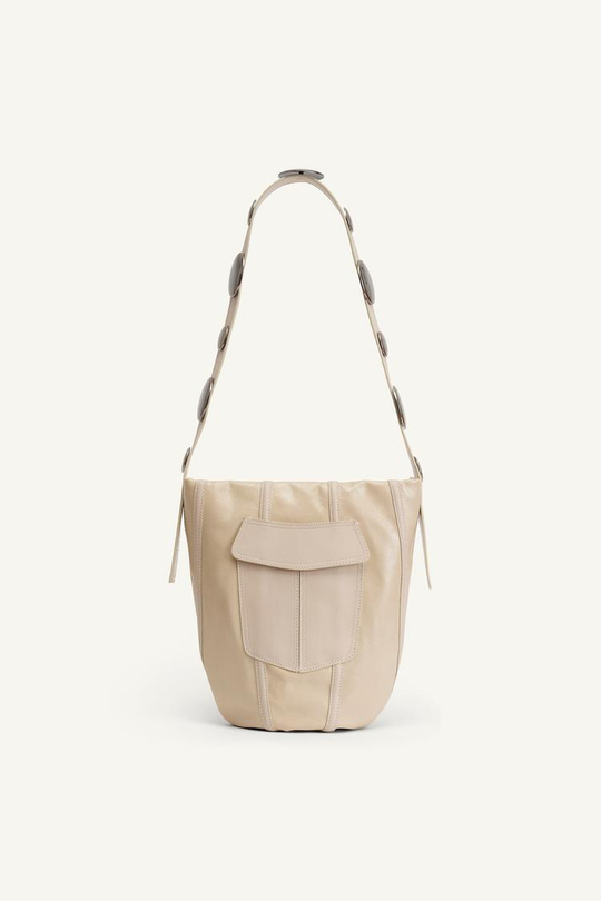 ZARA КОЖАНАЯ СУМКА, ЭКРЮ