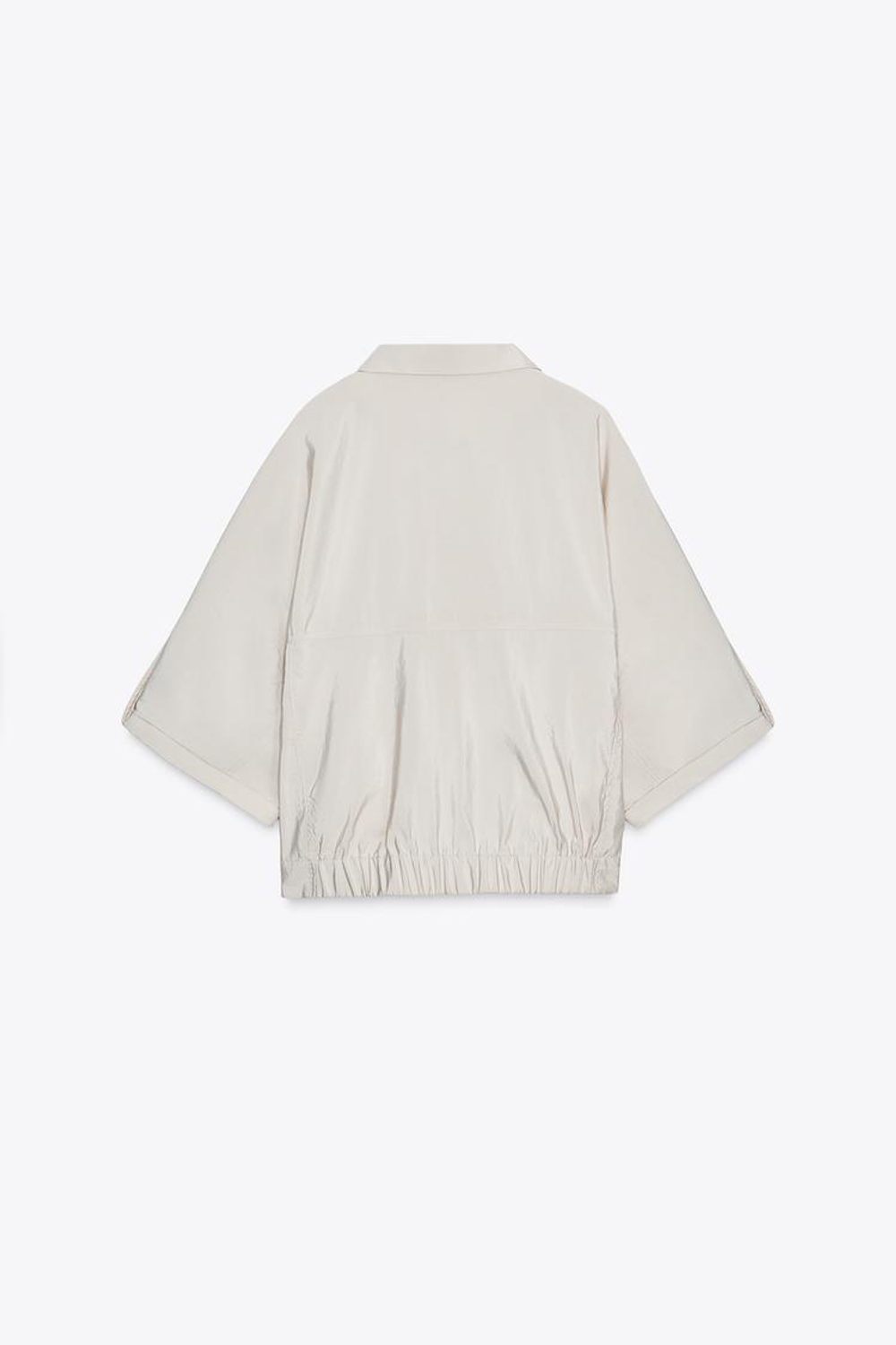 ZARA РУБАШКА САФАРИ С КОРОТКИМИ РУКАВАМИ, КРЕМОВЫЙ