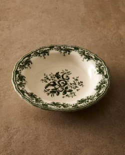 ZARA HOME ГЛУБОКАЯ ТАРЕЛКА ИЗ ФАЯНСА С ЦВЕТОЧНЫМ УЗОРОМ, ОЛИВКОВЫЙ