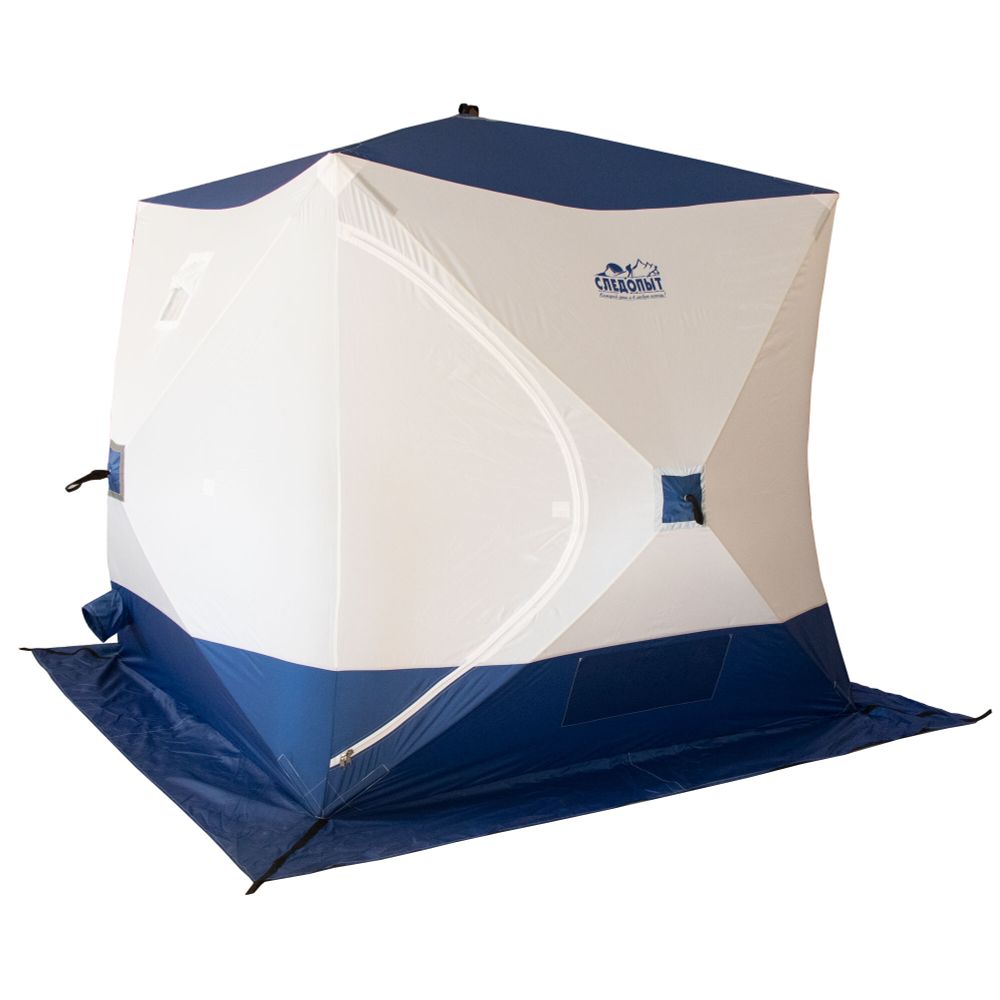 Палатка зимняя куб СЛЕДОПЫТ 2,1 х2,1 м, Oxford 210D PU 1000, S по полу 4,4 кв.м,цв. синий/белый