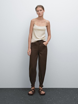 Massimo Dutti Топ на тонких бретелях с рельефным узором, дымчатый