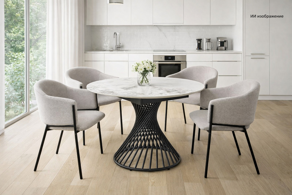 Стол BUENO 120 GLOSS GOLDEN JADE SOLID CERAMIC / BLACK, ®DISAUR