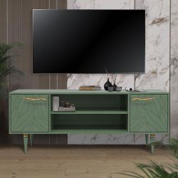 Тумба под ТВ Арт Колор leaves 155см Классик Голд Зеленый нефрит