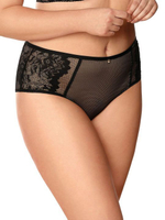 Трусики-слипы с широкими кружевными вставками (Размер: S) (Цвет: черный)