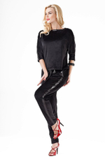 Домашний костюм из бархатистой ткани с декором из пайеток (Размер: S) (Цвет: голубой)