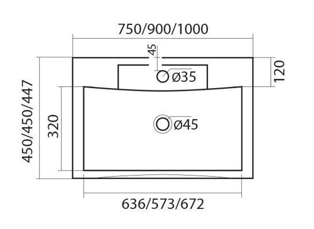 AM-LAV-900-MR-FP Раковина из искуственного мрамора ДЛЯ МЕБЕЛИ BIANCHI