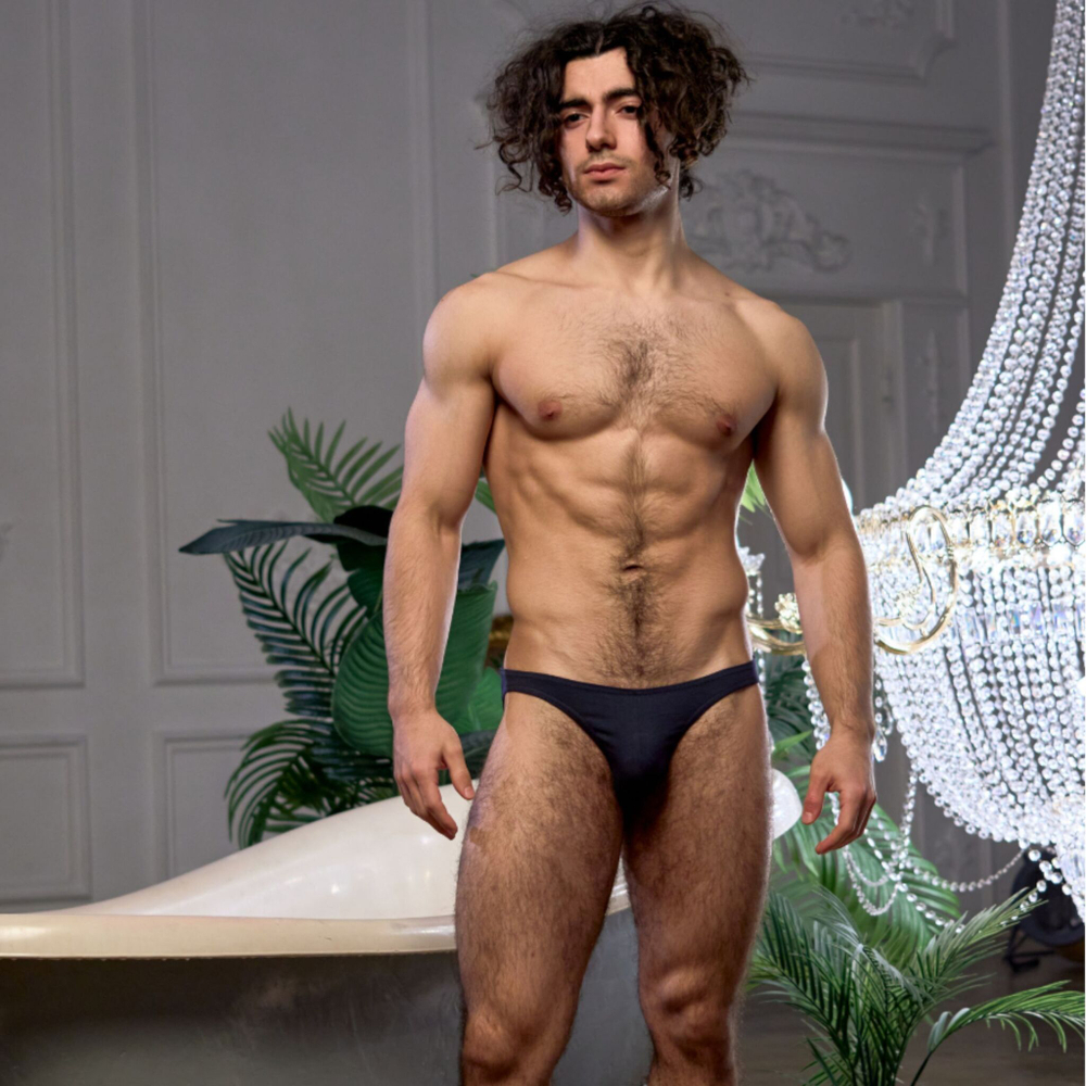 Темно-синие хлопковые трусы-слипы (Размер: S) (Цвет: темно-синий)