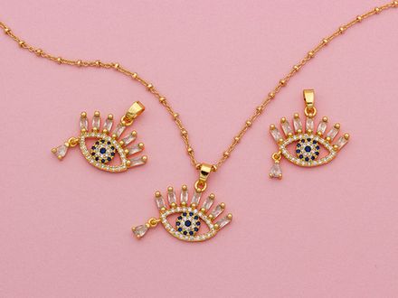 Подвеска "Глаз" 17,5мм, с кристаллами и стразами