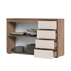 Хелен КМ 06 Комод 4 ящика и 2 створки Дуб крафт табачный / Кашемир