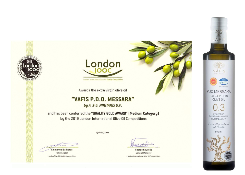 Оливковое масло нерафинированное VAFIS 0.3 Extra Virgin от NIKITAKIS в стекл. бут. 250 мл, Греция