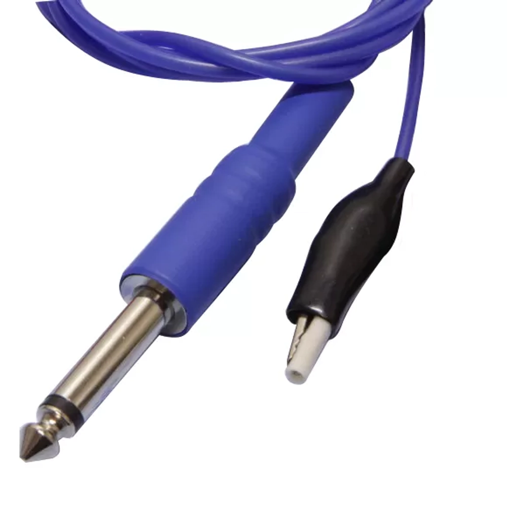 Кабель силиконовый 1 зажим крокодил к аппарату Поток синий