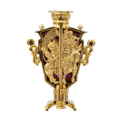 Брошь Самовар с рубинами и эмалью Brs0235-0/2