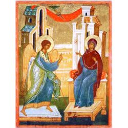 Благовещение Пресвятой Богородицы. Копия иконы XV века на доске.