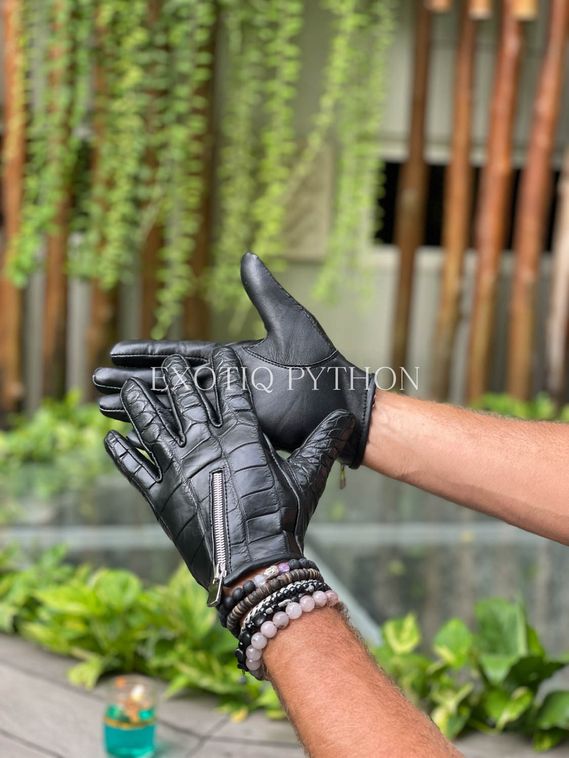Перчатки из кожи крокодила AC-113