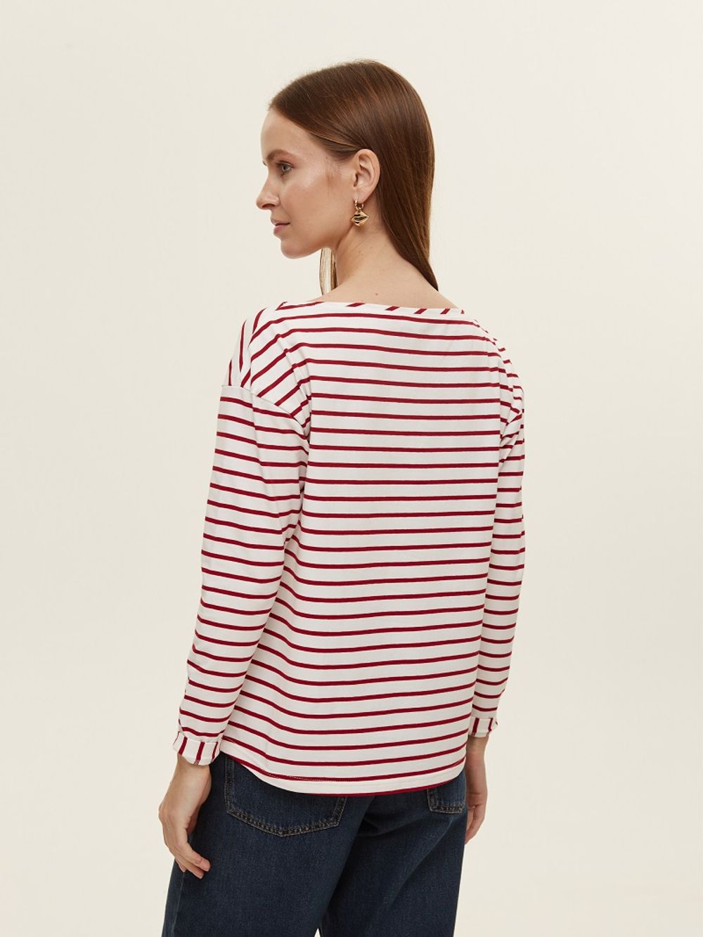 Тельняшка ЛОДОЧКА красная полоска (Размеры S,M)