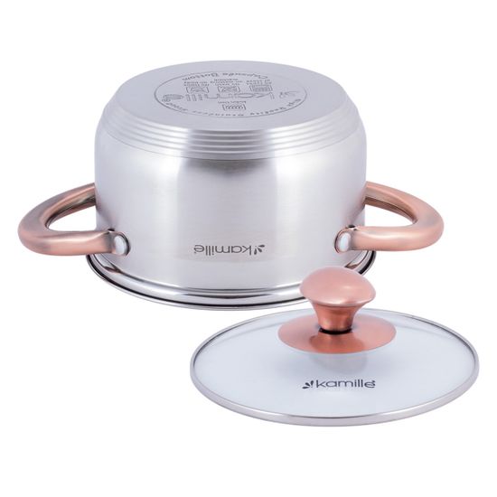 Кастрюля 1,5 л. из нержавеющей стали Kamille KM 4930 с медными ручками