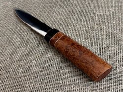 Якутский нож "Шейник" с кованым долом, рукоять карельская берёза