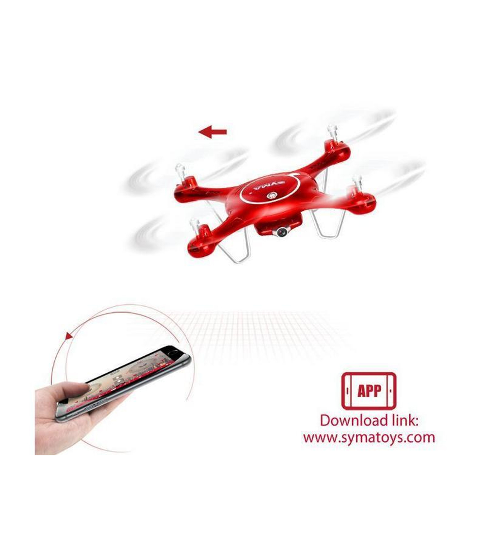 Р/У квадрокоптер Syma X5UW с FPV трансляцией Wi-Fi (HD), барометр 2.4G RTF красный