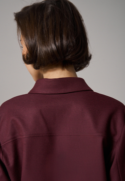 Рубашка-жакет укороченная бордовая