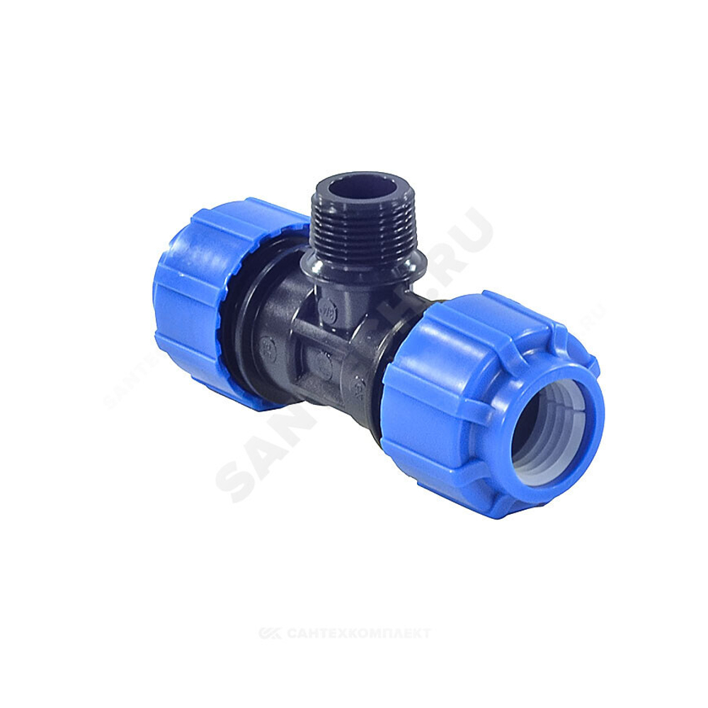 Тройник компрессионный ПЭ Дн 25х1/2"х25 НР Ру16 ТПК-АКВА 51251225