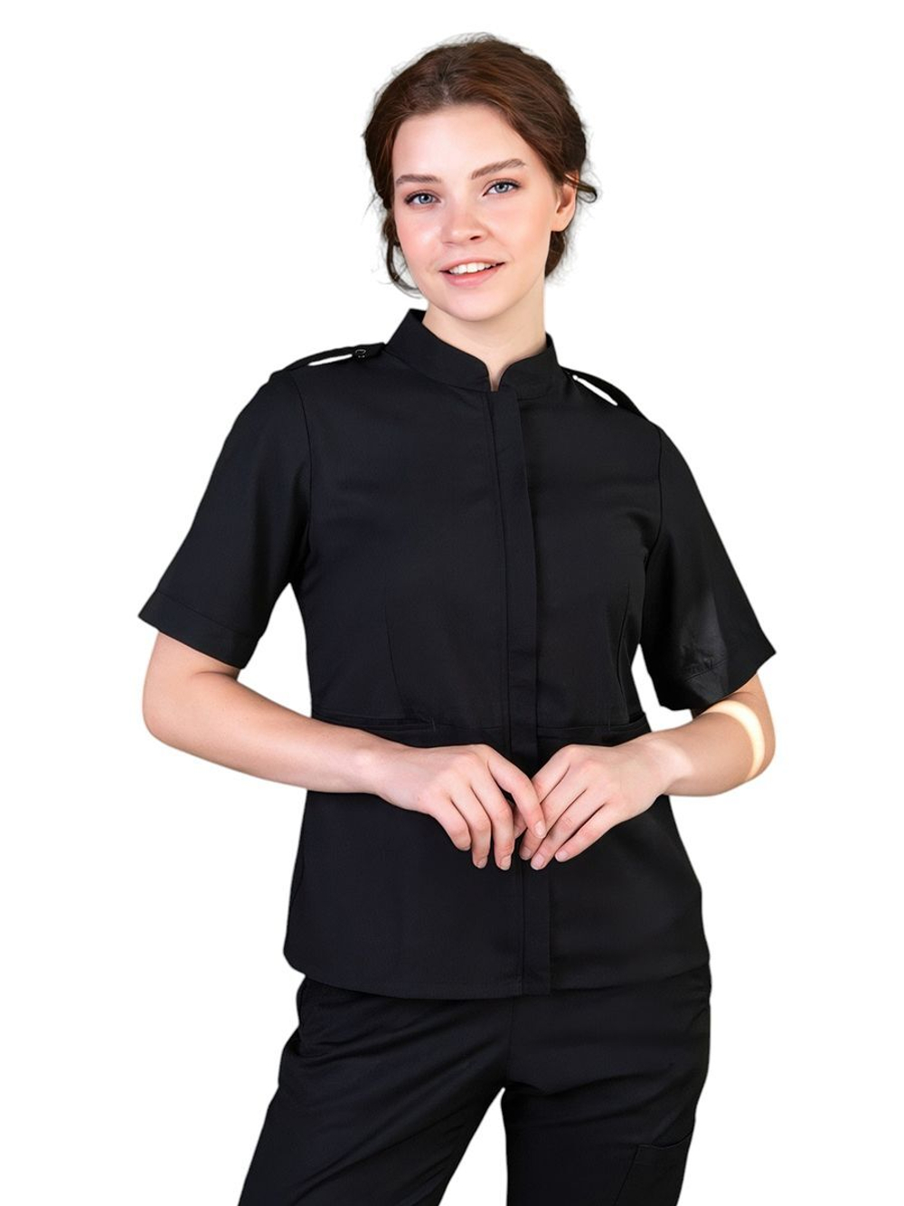 Рубашка медицинская женская на молнии Тезис TZ400, черный, 40