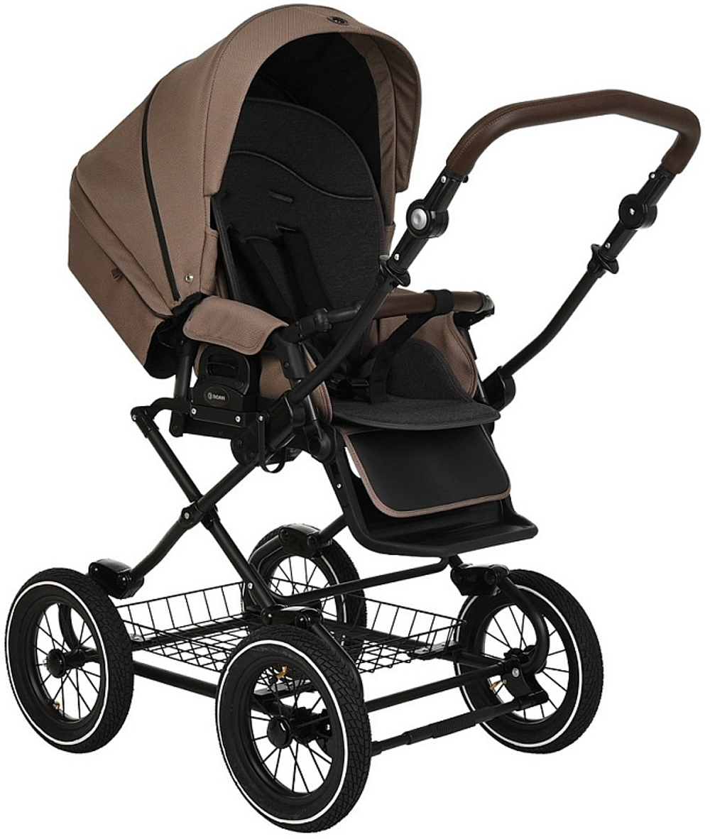 Детская коляска Roan Bass Next Classic d12 3 в 1 с автокреслом Avionaut Silver Black RCL265/1 Raisin Mood