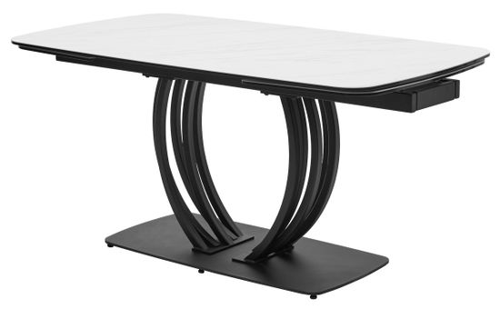 Стол MALTA 160 MARBLES KL-99 Белый мрамор матовый, итальянская керамика/ черный каркас