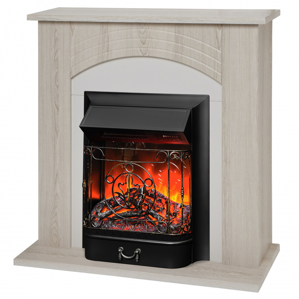 Электрокамин RealFlame Hanna STD LO светлый дуб с очагом Majestic Lux Black RC