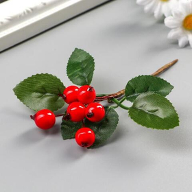 Декор новогодний «Веточка рябины 6 ягод» 10×4 см