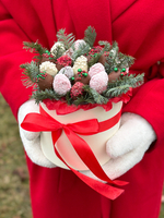 Новогодняя композиция с клубникой в шоколаде с нобилис