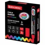 Маркер меловой "POP-ART" КРАСНЫЙ, 5 мм, сухостираемый, для гладких поверхностей, BRAUBERG, 151529