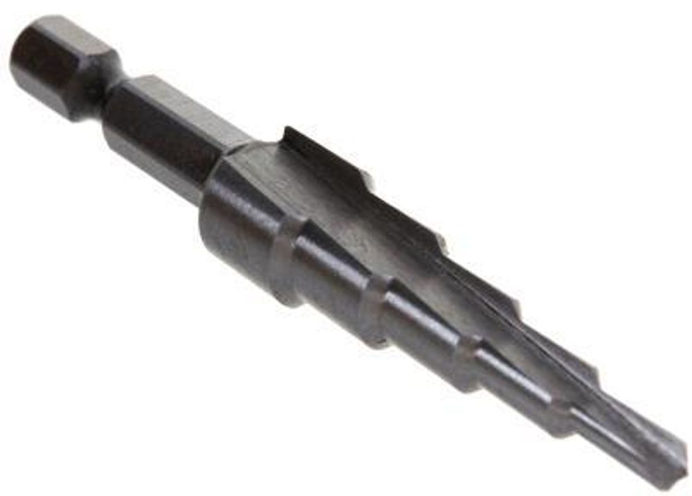Сверло ступенчатое по металлу спиральное,  5ступеней (4-12мм)P6M5 Torsion step / Hardcore  144412