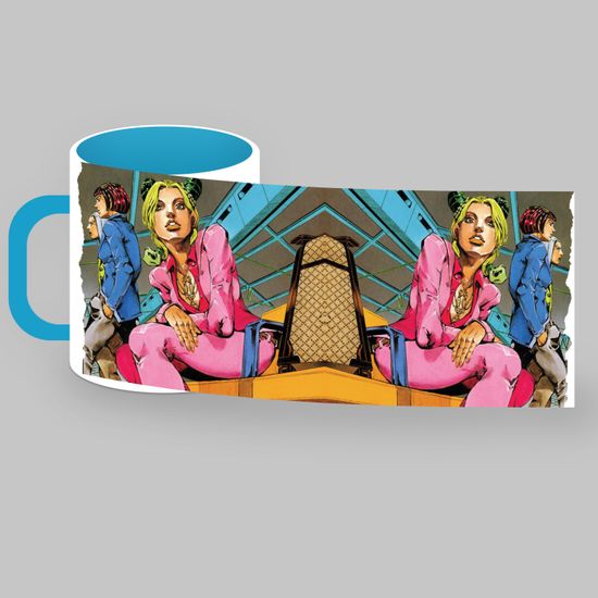 Кружка керамическая объем 330мл, "Джолин, лети высоко с Гуччи" (голубая)