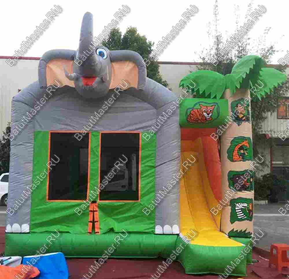 Коммерческий надувной батут "Слоник" с крышей