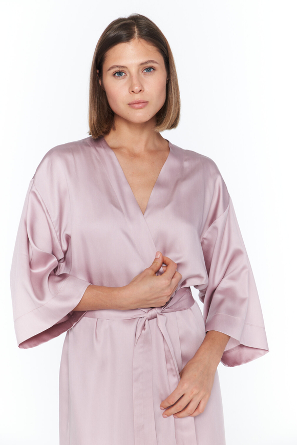Халат из тенселя розовый дым