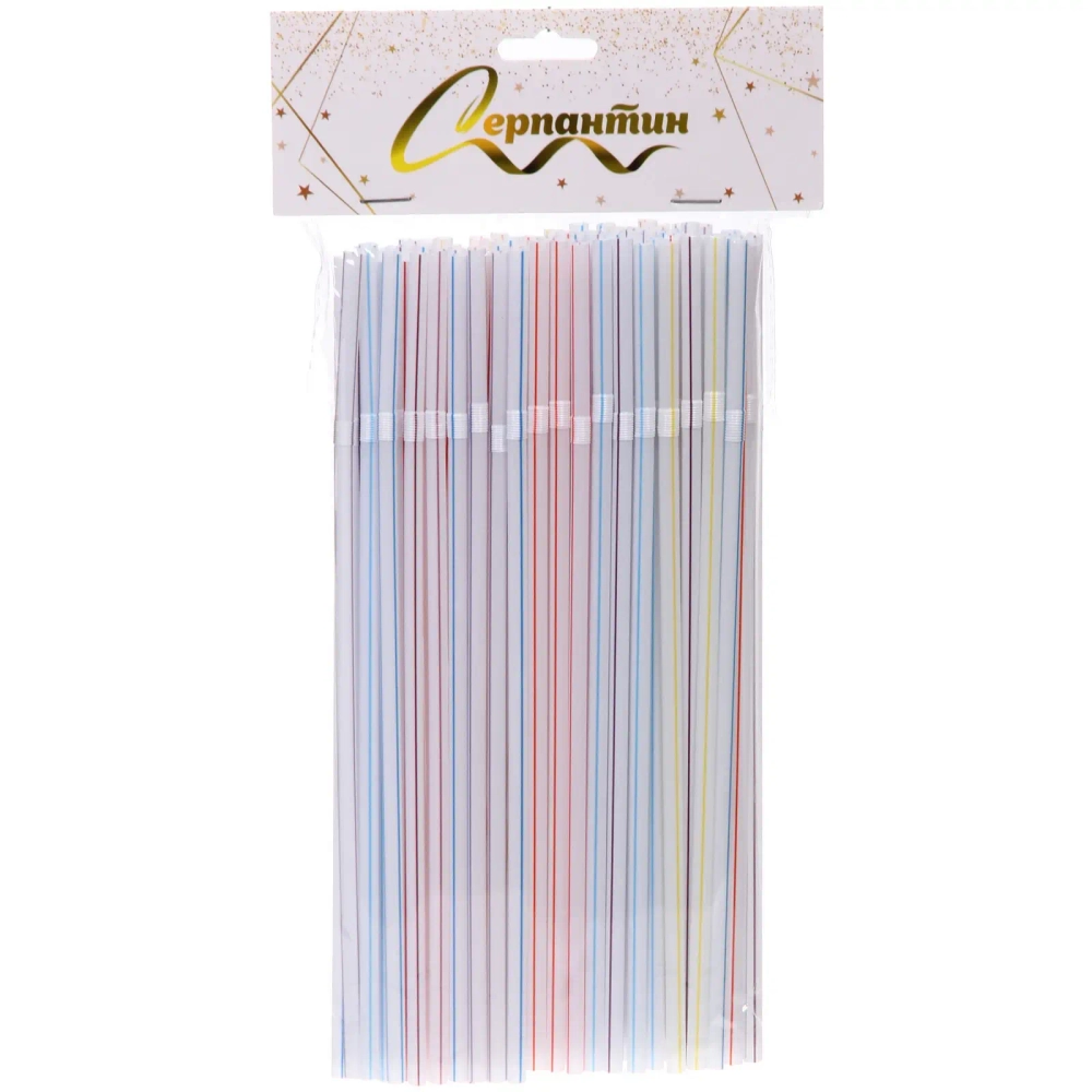 Трубочка для коктейля «Веселая полоска» 5*210 мм (в наборе 100 шт), микс