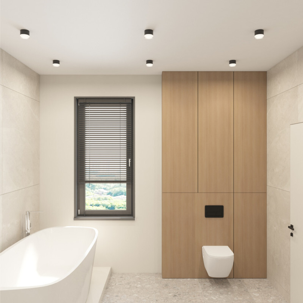 Накладной влагостойкий светильник AQUA, GX53, до 15 Вт, LED, IP44, черный, алюминий, акрил