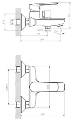 Смеситель ESKO "Lagos" для ванны, короткий излив, без акс., хром, арт. LG54