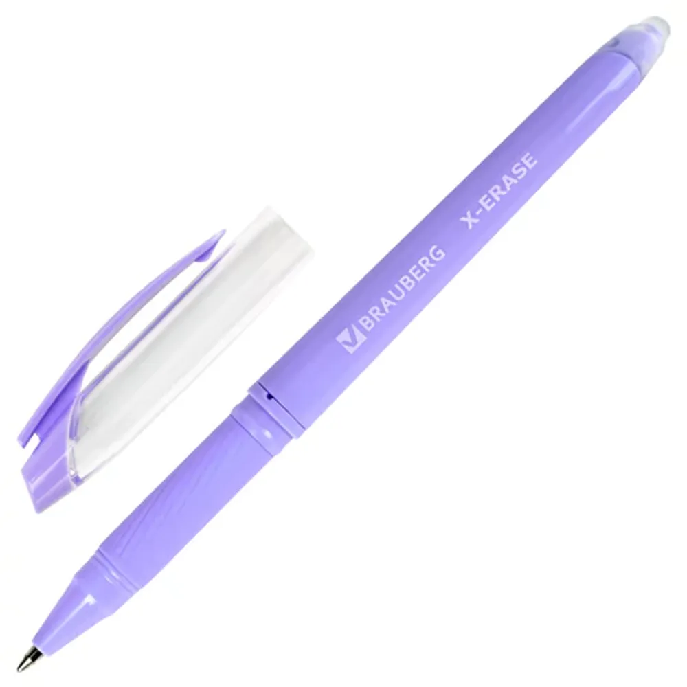 Ручка стираемая гелевая с грипом BRAUBERG X-ERASE PASTEL, 1шт, СИНЯЯ, узел 0,7 мм, линия 0,35 мм, 143953