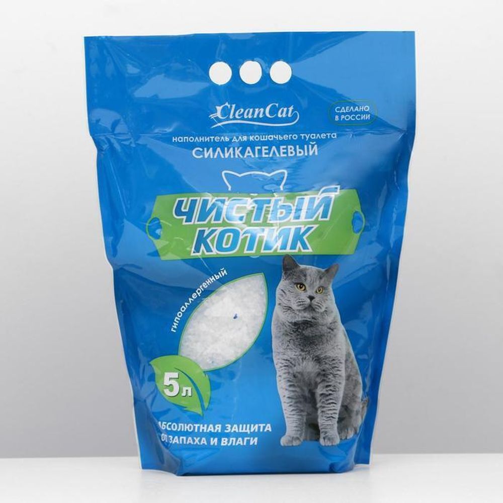 Наполнитель Чистый котик 5л Силикагель колотый
