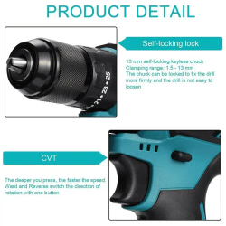 OKALEE 21 В, 800 Нм Шуруповерт аккумуляторный бесщеточный, Применимо к аккумуляторам Makita