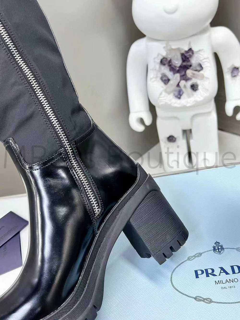 Комбинированные сапоги Прада Prada