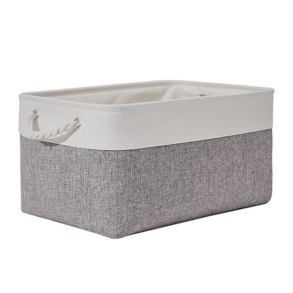 Корзина текстильная для хранения, вещей, белья, игрушек, документов, кофр 45х35х25см, серая
