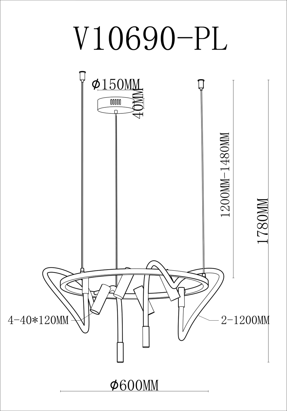 Светильник подвесной светодиодный Moderli V10690-PL True