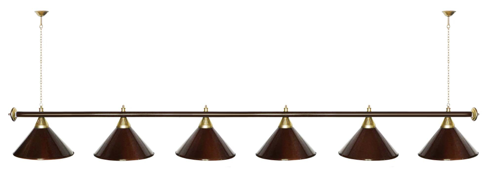 Лампа STARTBILLIARDS 6 пл. (плафоны зеленые,штанга золотая,фурнитура золото)