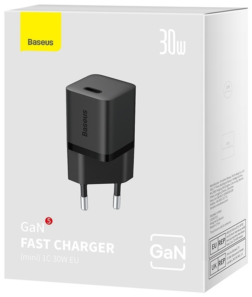 Зарядное устройство Baseus GaN5 (mini) 1C 30W USB Type-C черный